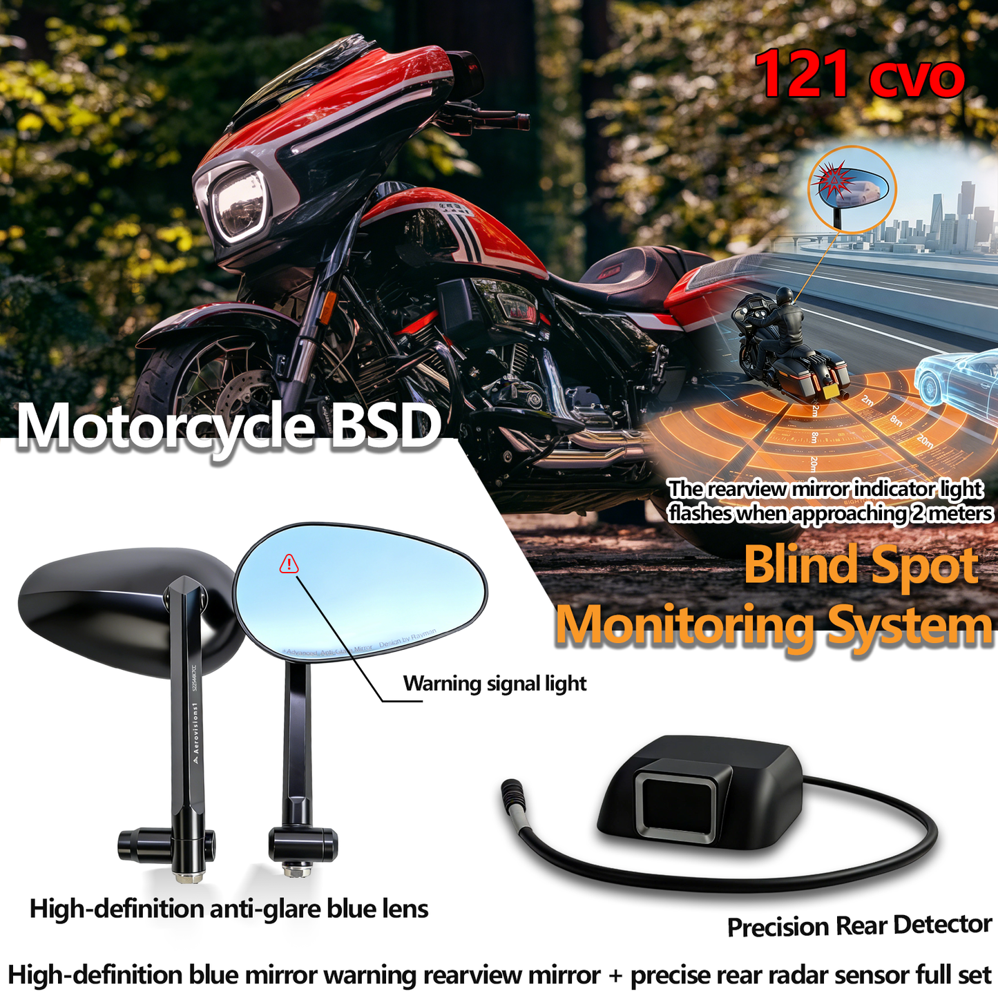 Harley Safety Radar Mirror