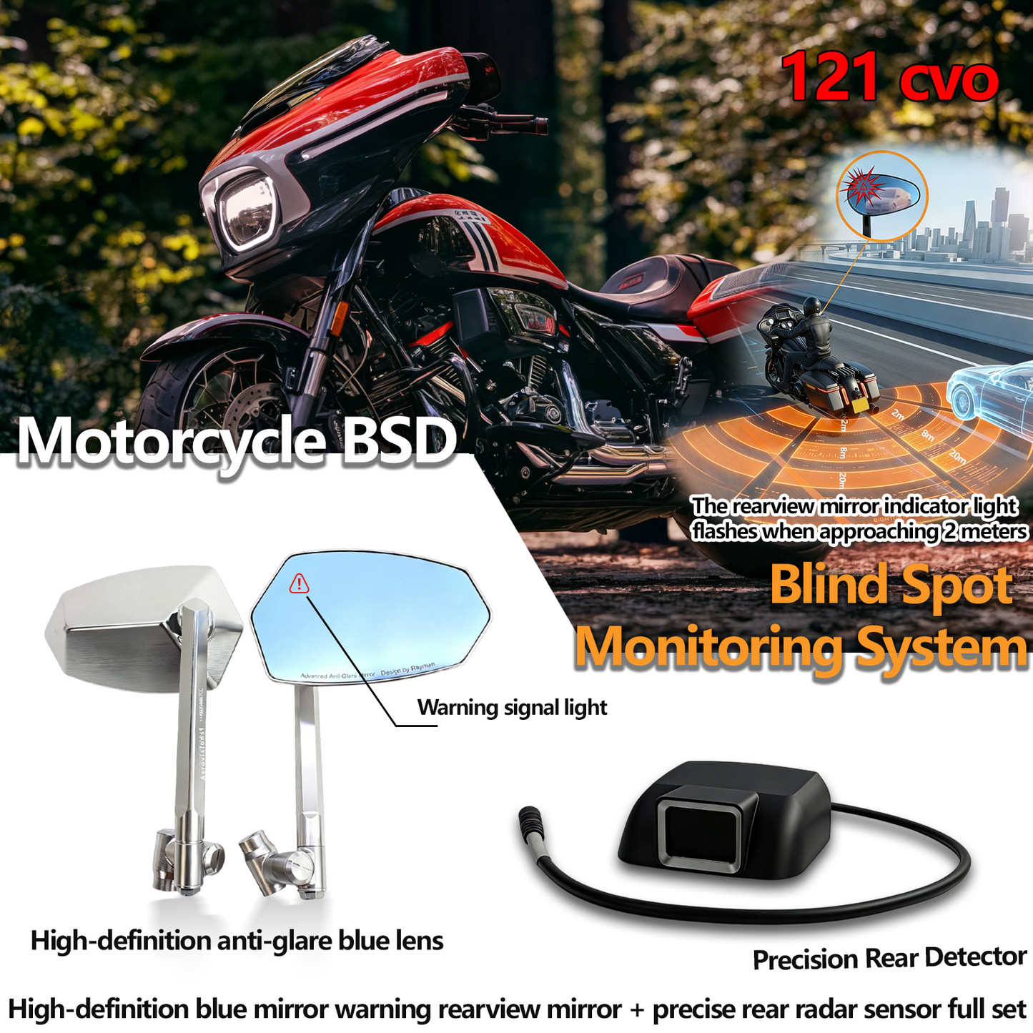 Harley Safety Radar Mirror