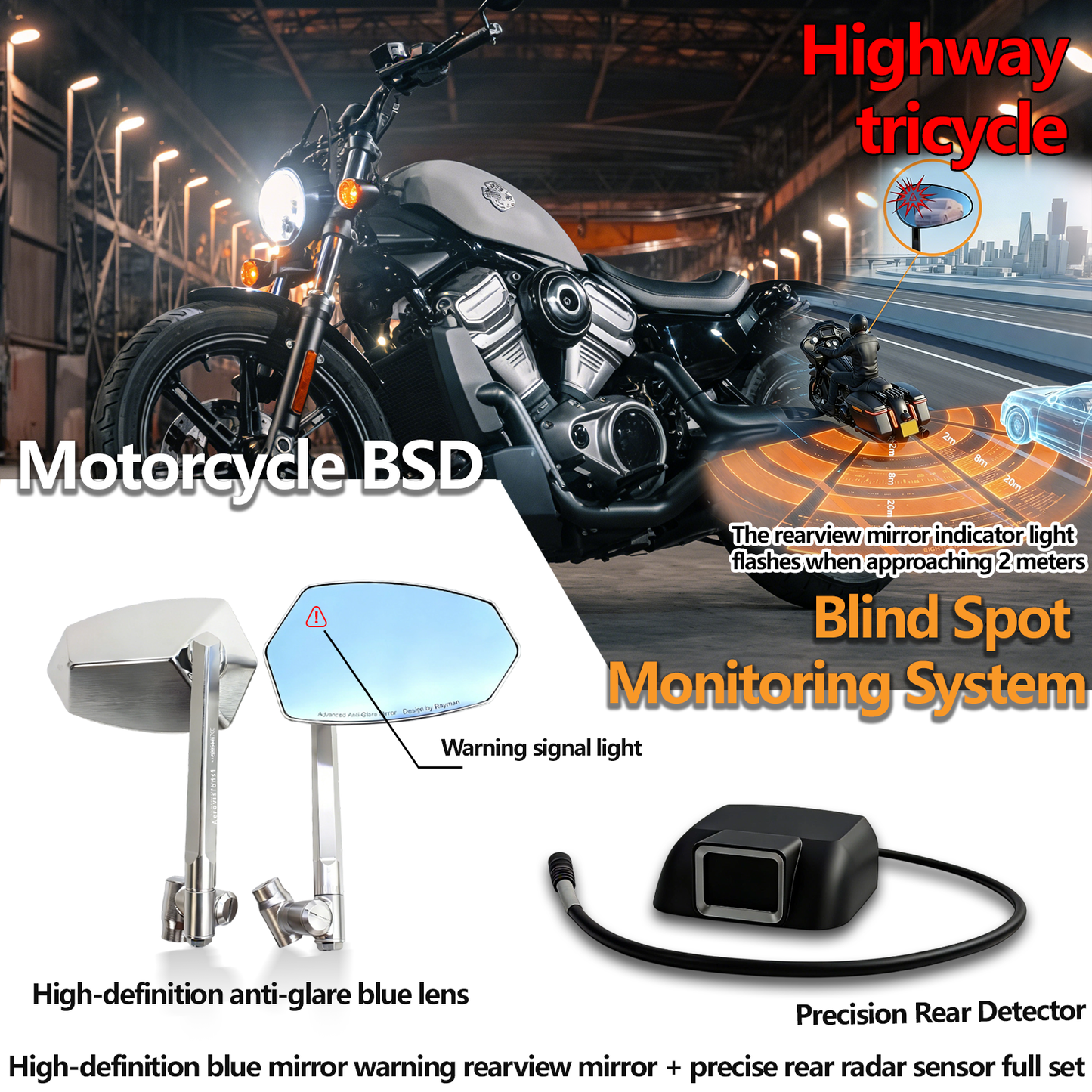 Harley Safety Radar Mirror
