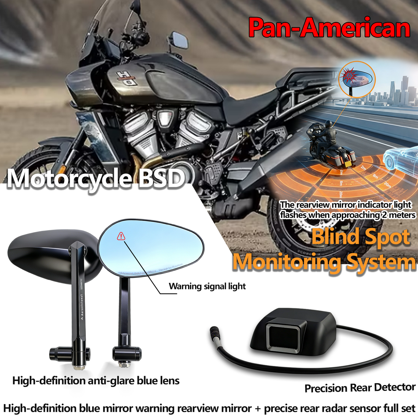 Harley Safety Radar Mirror