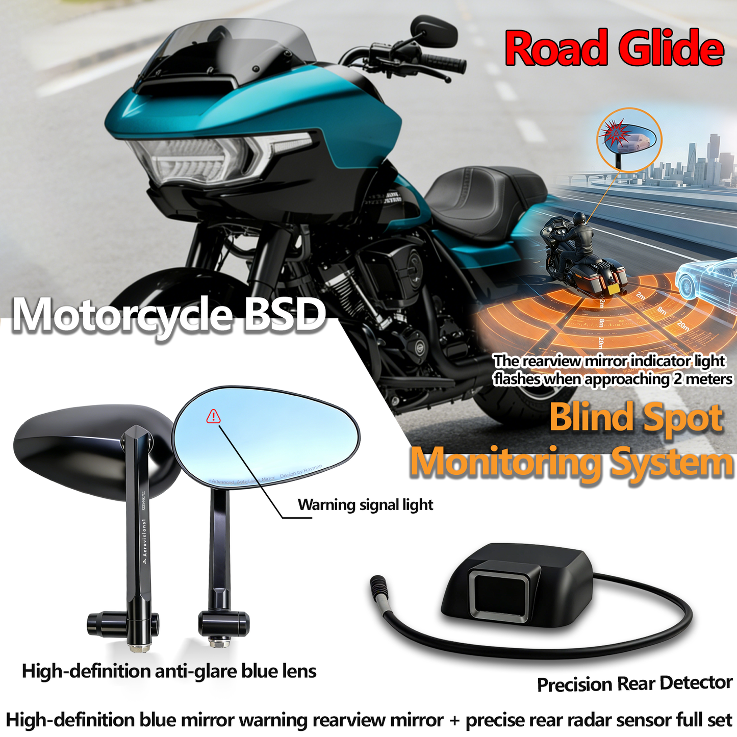 Harley Safety Radar Mirror