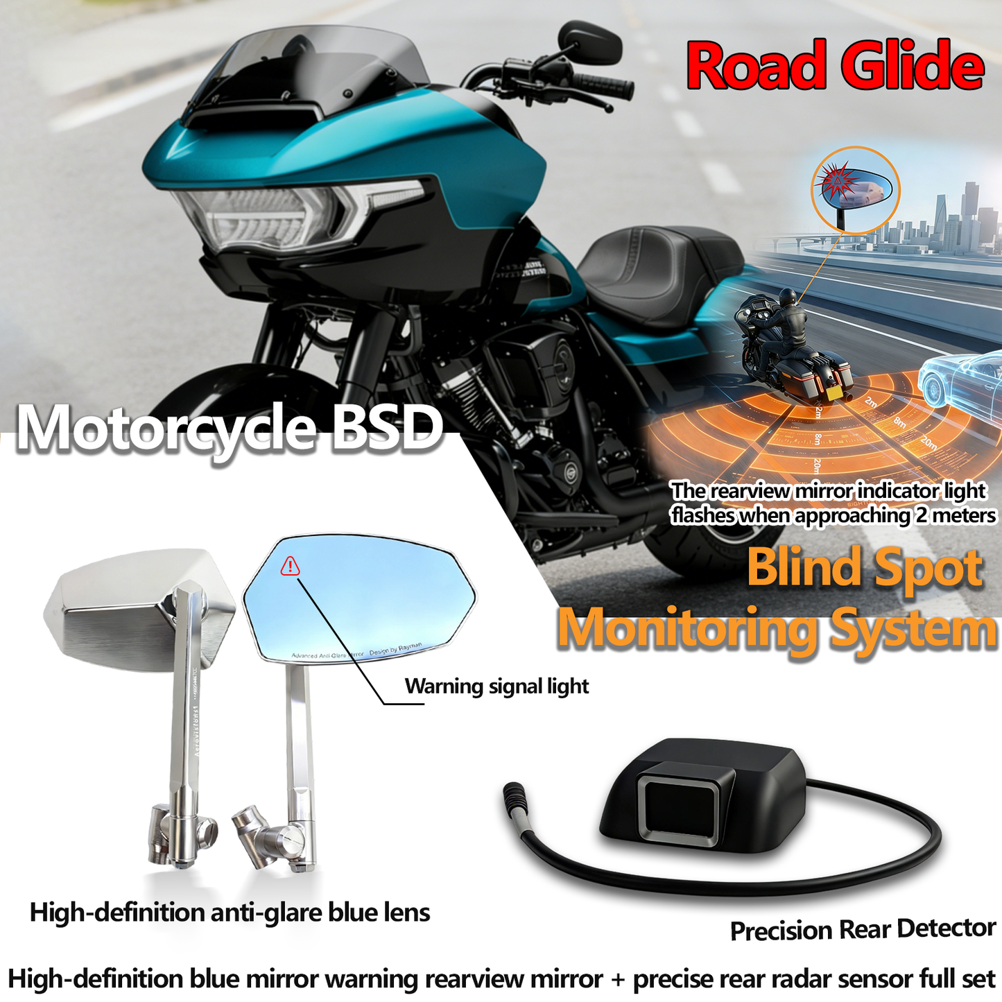 Harley Safety Radar Mirror