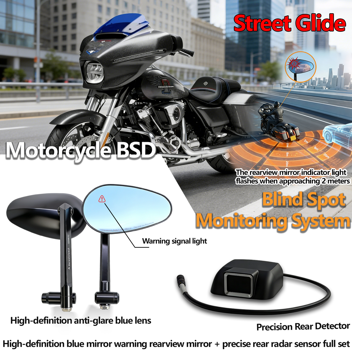 Harley Safety Radar Mirror