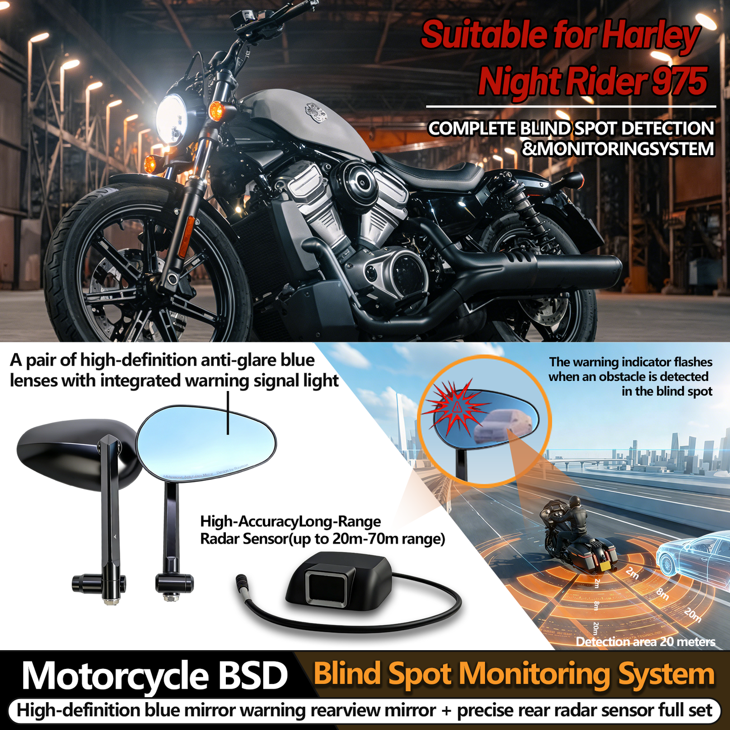 Harley Safety Radar Mirror