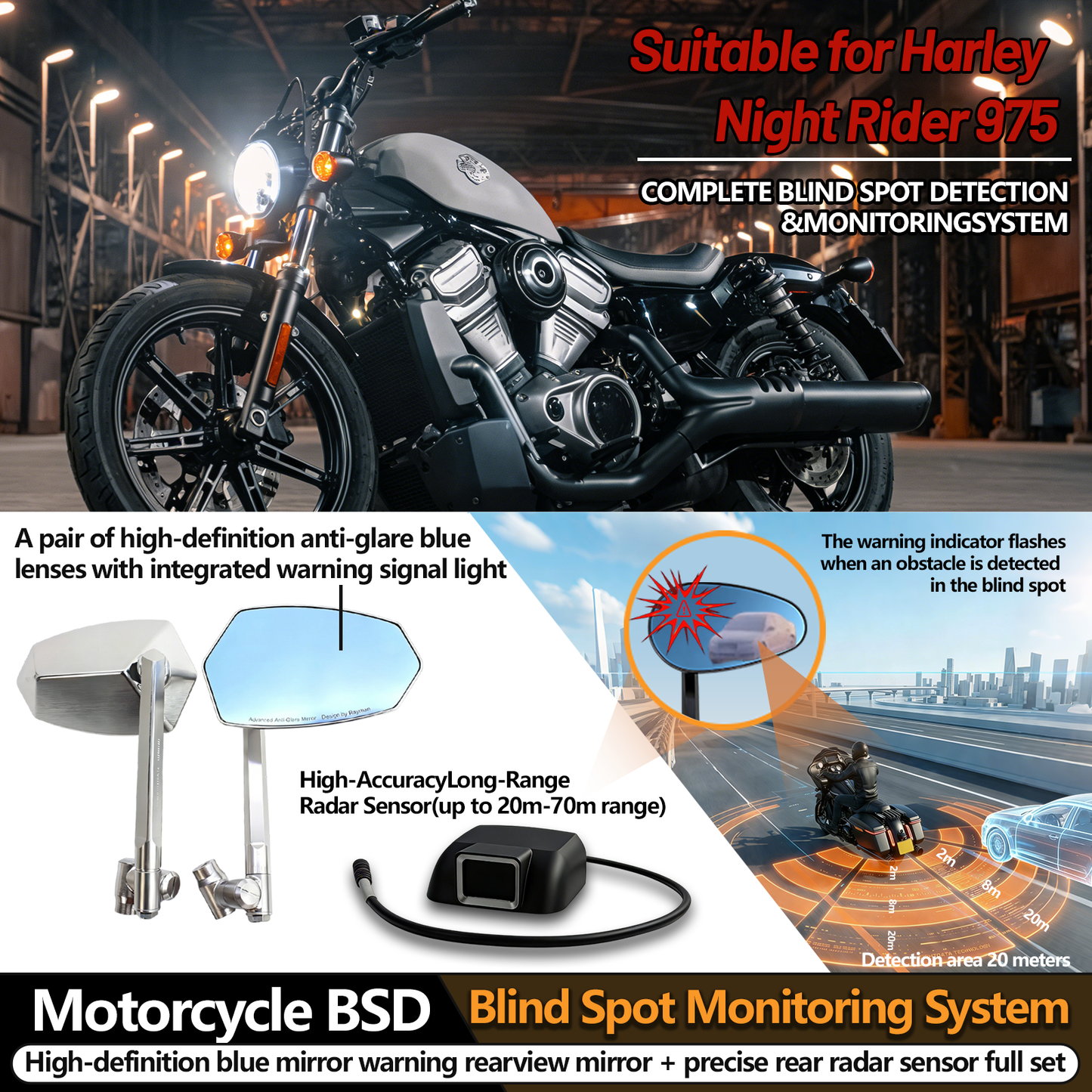 Harley Safety Radar Mirror