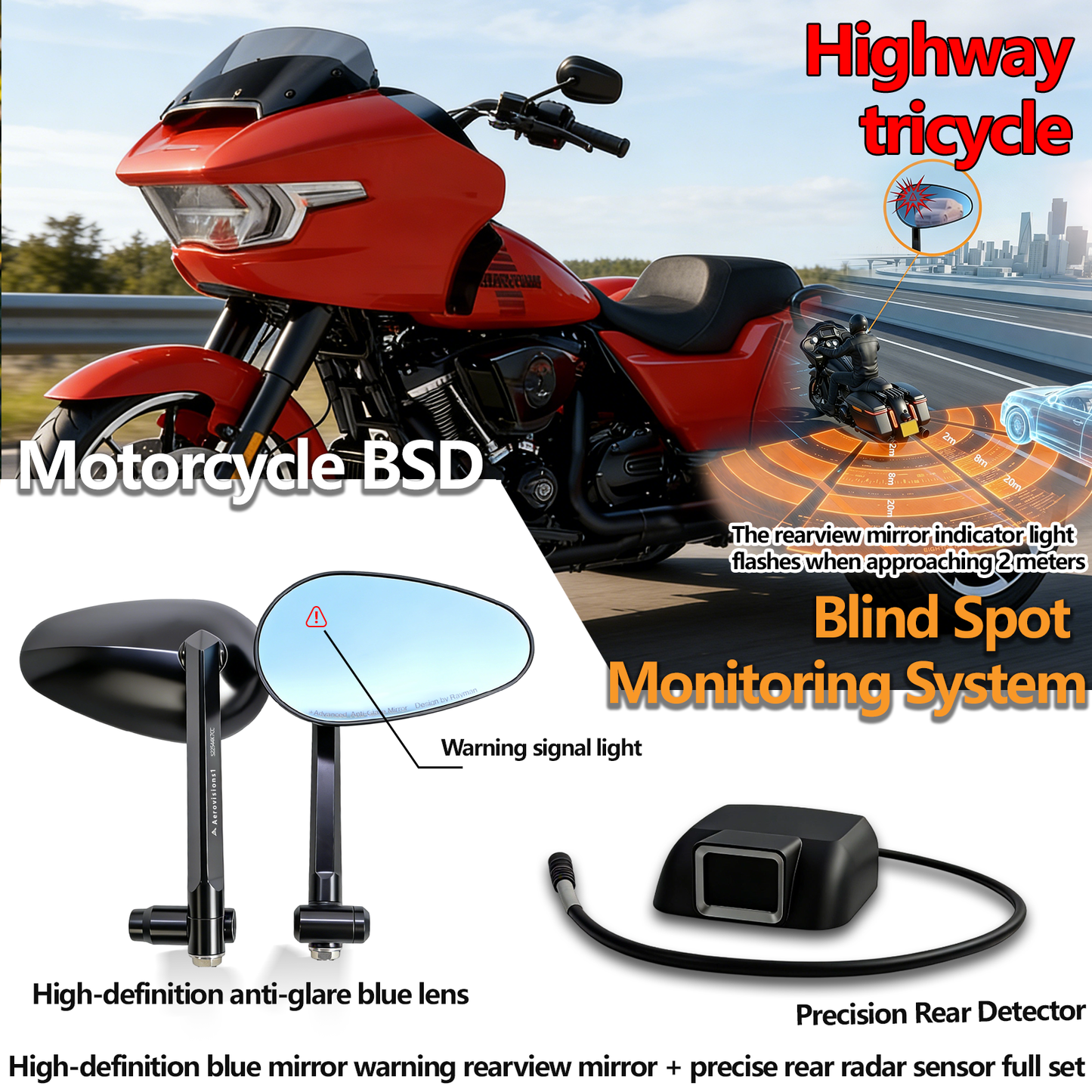 Harley Safety Radar Mirror